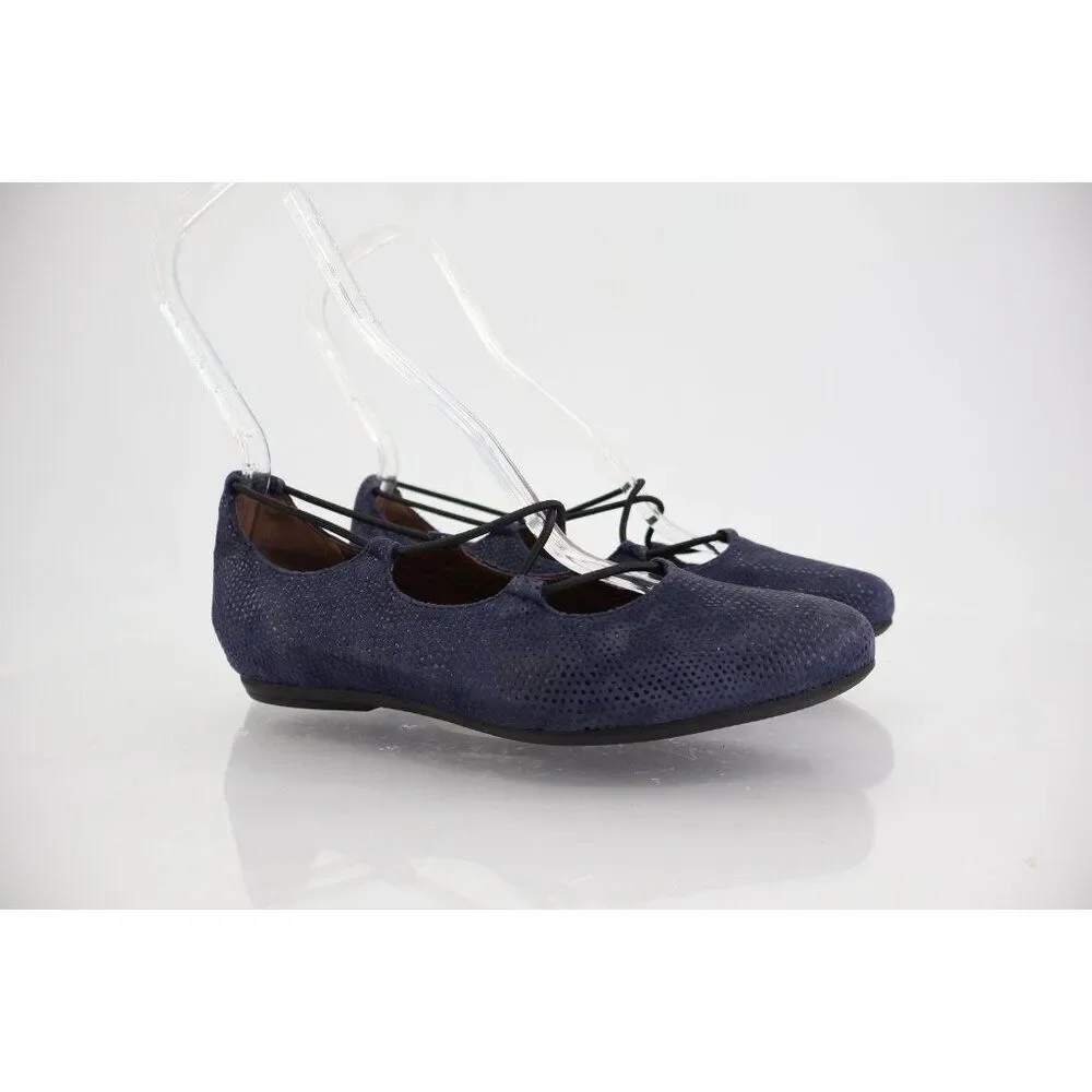 Earthies by Earth Women's Size 7 Essen Navy Blue Leather Flats Strappy Slip On